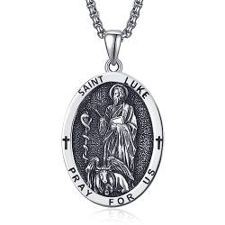 ADMETUS Heiliger Lukas Anhänger Sterling Silber Heiliger Lukas Medaille Herren St. Lukas Halskette Kette Schutz Schmuck Religiöse Geschenke von ADMETUS