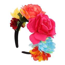 ADOCARN 1 x hawaiianisches Haarband für Damen, Blumendesign, Haarschmuck für Damen, Blumendesign, Haardekoration, Hibiskusblume, Blumen-Stirnband, Braut, Blätter, Rose, Seidentuch von ADOCARN