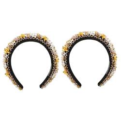 ADOCARN 2st Perlenstirnband Elegante Stirnbänder Für Frauen Spa-stirnbänder Haarreifen Für Die Hautpflege Stirnbänder Mit Diamantperlen Haarband-kopfbedeckungen Tuch Handbuch Damen von ADOCARN