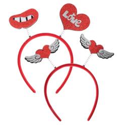 ADOCARN 2st Valentinstag Stirnband Haarbänder Weihnachtsdekoration Haarband Valentinstag-foto-requisite Valentinstag Herz Stirnband Weihnachtsfeier Stirnband Valentinstag Zubehör Hochzeit von ADOCARN