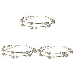 ADOCARN 3st Perlenstirnband Perlenkopfbedeckungen Für Die Hochzeit Stirnband Mit Perlen Für Die Braut Stirnband-accessoire Für Mädchen Kristall Zinklegierung Frau Künstliche Perle von ADOCARN
