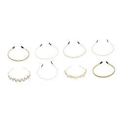 ADOCARN 8st Perlenstirnband Stirnbänder Für Frauen Elegantes Mädchen-stirnband Frauen Haarband Haarreifen Perle Haarreifen Haarschmuck Zur Hochzeit Blatt Braut Kleidung Legierung von ADOCARN