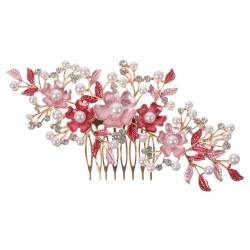 ADOCARN Haarkamm mit Perlen, Haar-Accessoires für Damen, Haarklammer, Perlen, Haarnadeln, eleganter Haarschmuck, Hochzeit, Kopfschmuck, rosa von ADOCARN