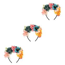 ADOCARN Kopfbedeckung Für Damen 3 Stücke Künstliche Stirnband Stoff Mori Abteilung Kopf Taste Reise Hochzeitsgirlande von ADOCARN