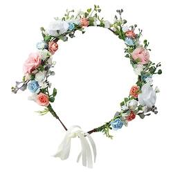 ADOCARN Kopfbedeckung Für Damen Brautkranz-Stirnband Kinder-Stirnband Haargummis Für Damenhaar Braut-Kopfschmuck Für Hochzeit Blumenmädchen-Stirnband Rosen-Blumenkranz-Stirnband Hochzeit von ADOCARN