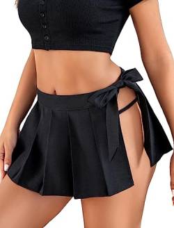 ADOME Damen Dessous Rollenspiel Plissee Kostüm Minirock Schulmädchen Outifts, mattschwarz, Small von ADOME