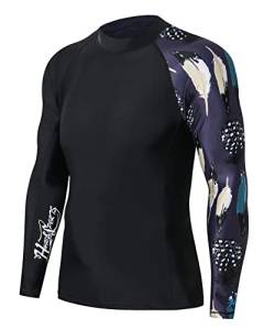 ADOREISM Herren Rashguard Langarm Splice UPF 50+ BJJ Jiu Jitsu Rashguard Kompressions-Badeshirts, Laub, M von ADOREISM