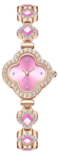 ADSBIAOYE Luxus Frauen Armbanduhr Einzigartige Rose Gold Diamant Armband Uhr Mode Kleid Quarz Uhren für Frauen Mädchen Geschenk, 01 Rosa, Modische Dekoration von ADSBIAOYE