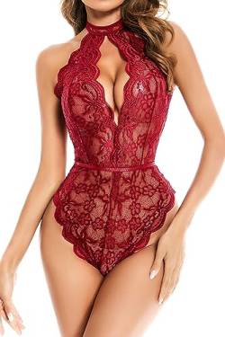 ADSEXY Dessous Damen Sexy Unerwäsche Tiefer V-Ausschnitt Bodysuit Reizwäsche One Piece Body Damen Sexy Spitze Lingerie Negligee Babydoll von ADSEXY