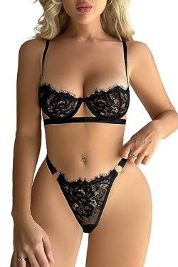 ADSEXY Sexy Dessous Damen Unterwäsche für Frau Spitze Reizwäsche Set BH und Höschens Strapse Set Dessous Frauen Sexy 2-Teiliges Set von ADSEXY