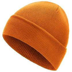 ADVRESF Beanie Mütze für Herren Skull-caps Unisex Knit Cuffed Beanie Hats Damen Orange von ADVRESF