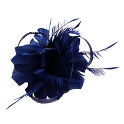 Blume für Cocktail Frauen Headband Ballmütze Faschierungen Hochzeit Headband Schweißband Damen Schwarz (Navy, One Size) von ADXFWORU