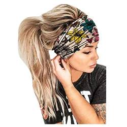 Elastisches Haarband mit elastischem Haarband Wrap Bandana Druckband Women Head hair Headband Ohrschutz Wind Sommer (Pink-c, One Size) von ADXFWORU