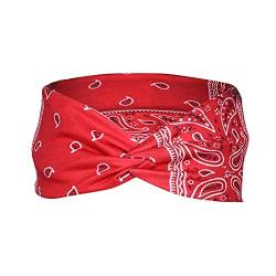 Elastisches Haarband mit elastischem Haarband Wrap Bandana Druckband Women Head hair Headband Ohrschutz Wind Sommer (Red-a, One Size) von ADXFWORU