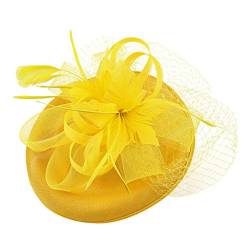 Frauen Feder Fascinator Kentucky Hut Fascinator Fascinators Hats for Womens 1920er Jahre Fascinator Stirnband Braut Hochzeit Feathers on a Headband Schleier für Frauen Kopfbedeckung Blume Mesh von ADXFWORU