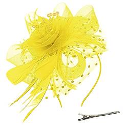 Frauen Feder Fascinator Party Hüte Blume Kopfschmuck Fascinators Hats for Womens Mesh Gesicht Schleier Stirnband Braut Hochzeit Fascinator Hüte für Frauen Fascinator Haarschmuck Kopfschmuck Für Mäd von ADXFWORU