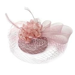 Hut Feder Netz Fascinator Fascinator Hut für Frauen 50s Headwear with Veil Flower 1920er Jahre Fascinator Cocktail Jockey Club Fascinator Hüte für Frauen Fascinator Haarschmuck Kopfbedeckung Blume von ADXFWORU