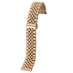ADovz Armband 12 mm 14 mm 16 mm 17 mm 18 mm 19 mm 20 mm 21 mm 22 mm Armband Edelstahl-Metallarmband Hohlbogenschnittstelle, mit Ersatz-Werkzeugstift-Armband (Color : 14mm_Gold) von ADovz