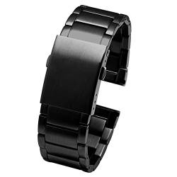 ADovz Armband 22mm 24mm 26mm 28mm 30mm Edelstahl Uhrenarmband Männer Metall Solide Handgelenk Band Armband Armband (Color : 24mm_A Black) von ADovz