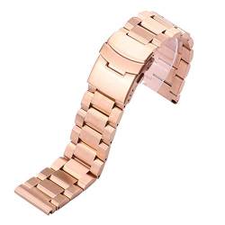 ADovz Armband Edelstahl-Uhrenarmband, 18 mm, 20 mm, 22 mm, 24 mm, Metall-Uhrenarmband, Gliederarmband, Blau, Schwarz, Gold, Uhrenzubehör, Armband (Color : Rose Gold_24mm) von ADovz