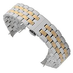 ADovz Armband Fünf Edelstahlperlen, massiver universeller Flachkopf mit gebogenem Armband (Color : Silver Rose Gold_18mm) von ADovz