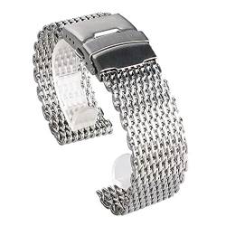 ADovz Armband Uhrenarmbänder, 18 mm, 20 mm, 22 mm, 24 mm, luxuriöses Edelstahl-Armbanduhrarmband, Mesh, modisch, silberfarbene Uhren, Ersatz-Armbanduhr, Armband-Ersatz (Color : 18mm_A) von ADovz