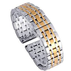 ADovz Armband Uhrenarmband, 12 mm, 14 mm, 16 mm, 18 mm, 20 mm, 22 mm, massiver Edelstahl, Verschluss, for Herren und Damen, poliertes Ersatz-Metallarmband (Color : 19mm_Silver Rose Gold) von ADovz
