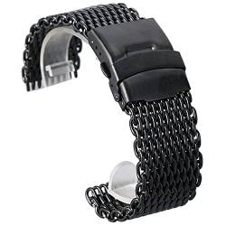 ADovz Armband Uhrenarmband, 18 mm, 20 mm, 22 mm, 24 mm, Schwarz/Blau/Roségold, Edelstahl-Mesh-Armband, modisches Herrenarmband (Color : 20 mm_Svart) von ADovz