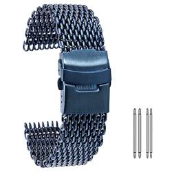 ADovz Armband Uhrenarmband, 18 mm, 20 mm, 22 mm, 24 mm, Schwarz/Blau/Roségold, Edelstahl-Mesh-Armband, modisches Herrenarmband (Color : 22 mm_Blå) von ADovz