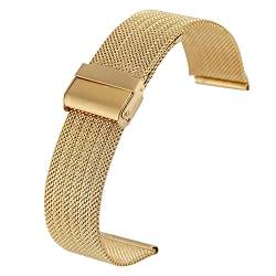 ADovz Armband Uhrenarmband, 18 mm / 20 mm / 22 mm / 24 mm Edelstahl-Mesh-Armband mit Hakenschnalle (Color : 20mm_Rose Gold) von ADovz