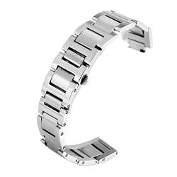 ADovz Armband Uhrenarmband, 9 mm, 11 mm, 12 mm, Edelstahl, silberfarbenes Armband, Knopftyp, versteckte Schnalle, Ersatz-Uhrenarmband (Color : Silver_9mm) von ADovz