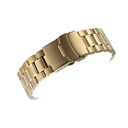 ADovz Armband Uhrenarmband aus Edelstahl, 18 mm, 20 mm, 22 mm, Armband for Damen und Herren, universelle Faltschließe, massives Metallarmband (Color : 20mm_Silver Gold) von ADovz