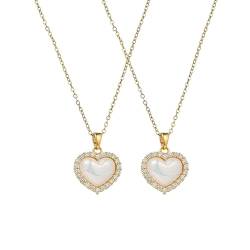ADovz Herzanhänger und Halsband für Damen, Herzfassung, echter oder synthetischer Edelstein (gold) von ADovz
