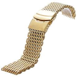 Armband Uhrenarmband, Edelstahl-Mesh-Armband, 18 mm, 20 mm, 22 mm, 24 mm, Ersatzarmband, Goldarmband (Color : A_18mm) von ADovz