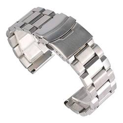 Armband Uhrenarmband 18/20/22/24 mm Silber Solid Link Armband Edelstahl Ersatzarmband Verstellbare Uhrenarmbänder (Color : A_20mm) von ADovz