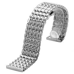 Armband Uhrenarmband 18/20/22 mm Edelstahl Silber 9 Perlen Armband Verlängerungsschnalle mit Druckknopf Armband Herrenuhren Ersatz (Color : A_22mm) von ADovz