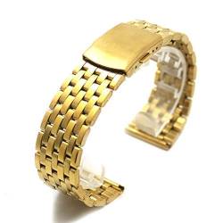 Armband Uhrenarmband 18 mm 20 mm 22 mm Ersatz-Uhrenarmband Gold Eisen Metall Uhrenarmbänder Faltschließe Schnalle Armband for Männer Frauen Uhren Armband (Color : A_18mm) von ADovz
