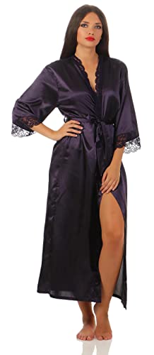 AE Damen langes Kimono Seidenrobe Morgenmantel; Aubergine XL von AE