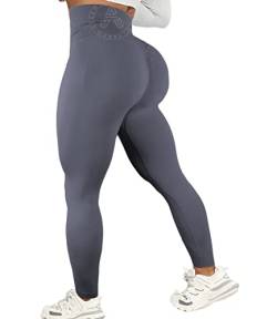 AEEZO Damen Booty High Waist Seamless Leggings Scrunch Strong Butt Lifting Workout Yoga Pants, #1 Upgrade Gray, Groß von AEEZO