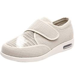 AEHO Damen Sneaker Memory Foam Walkingschuhe Leichte Laufschuhe rutschfest Verbandsschuhe Mit Klettverschluss Diabetiker Orthopädische Verbandschuh Bequemer Rehaschuhe,Beige,37 EU von AEHO