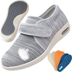 AEHO Diabetiker Schuhe Damen Fußgewölbestütze Orthopädische Breite Und Diabetische Füße Wanderschuhe Damen Sneakers Atmungsaktiv mit Fußgewölbestütze Strick Freizeitschuhe,Lightgrey,35 EU von AEHO