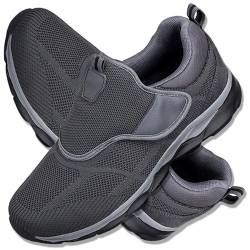 AEHO Diabetiker Schuhe Herren Damen Klettverschluss Walkingschuhe Freizeitschuhe Sportschuhe Bequeme rutschfest Schuhe Mittleren und Höheren Alters Casual Sportschuhe,Grau,42/260mm von AEHO