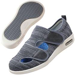 AEHO Gesundheitsschuh fürSenioren Frühling und Sommer große ältere rutschfeste atmungsaktive Schuhe verstellbare Fußschwellungsschuhe Diabetiker OrthopädischeSandalen,Darkgrey,42 EU von AEHO