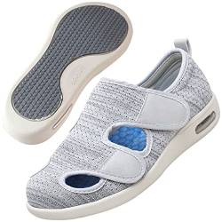 AEHO Gesundheitsschuh fürSenioren Frühling und Sommer große ältere rutschfeste atmungsaktive Schuhe verstellbare Fußschwellungsschuhe Diabetiker OrthopädischeSandalen,Lightgrey,41 EU von AEHO