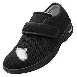 AEHO Gesundheitsschuhe Damen, Orthopädische Schuhe Herren Damen, Klettschuhe Verbandschuh Mesh Atmungsaktive Wanderschuhe Präventivschuhe Senioren Hausschuhe Damen,Blacka,42 EU von AEHO