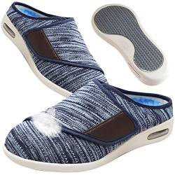 AEHO Hausschuhe Klettverschluss Senioren Diabetiker Schuhe Herren Extra Weit Hausschuhe Damen Bequem Clogs rutschfeste Pantoletten Leicht Gartenschuhe,Lightblue,42 EU von AEHO