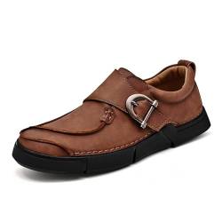 AEHO Herren Outdoorschuhe Leder Sneaker Herren Slipper Herren-Lederschuhe breite Lederschuhe Schuhe mit Klettverschluss Schuhe für breite füße Gesundheitsschuhe Herren,A02,44/270mm von AEHO