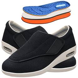 AEHO Orthopädische Schuhe Herren Breit, druckfrei federleicht rutschfest Und Bequem Unisex Bequemschuh mit Klettverschluss Therapieschuhe Herren,Schwarz,43 EU von AEHO