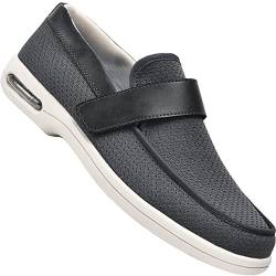 AEHO Schuhe Breite Füße Herren Unisex Verbandschuh Herren Bequemschuh mit Klettverschluss Orthopädischer Schuh Herren Senioren Schuhe druckfrei, individuell anpassbar,Grau,43.5 EU von AEHO