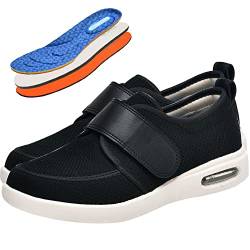 AEHO Senioren Schuhe Orthopädische Diabetische Schuhe Diabetes Schuhe Air Cushion atmungsaktive große Papaschuhe Extra Breit Rehaschuhe Herren Schuhe Extra Breite Füße,Schwarz,43 EU von AEHO